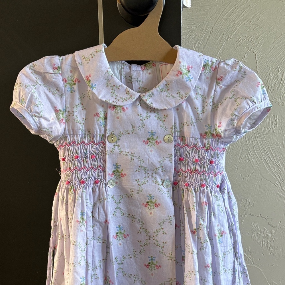 Hill House Hime purple and  White Floral Kids  smocked Dress - Picture 2 of 4